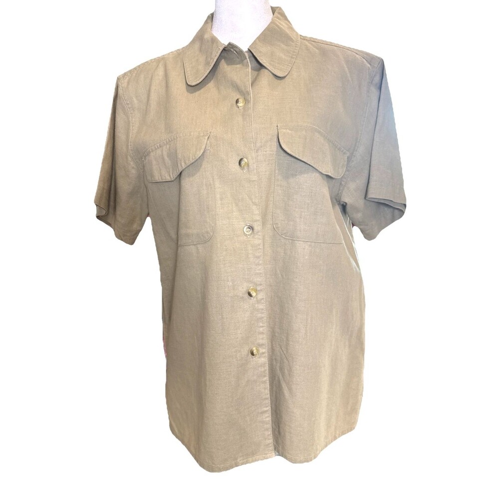 Vintage Hasting & Smith Linen/Cotton Blend Womens ButtonDown Shirt MED Lagenlook